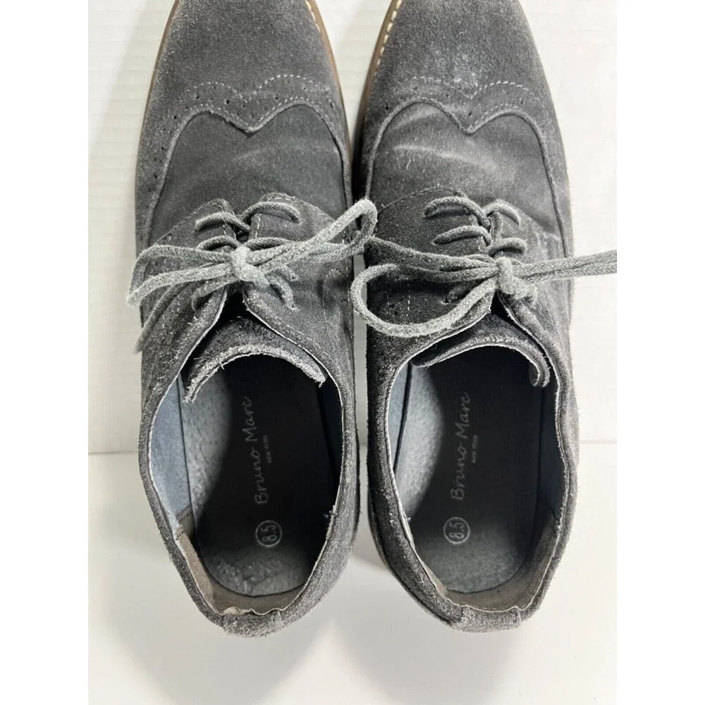 BRUNO MARC Gray Mens Size 8.5 Urban Oxford Shoes Lace Up Casual Wingtip Suede